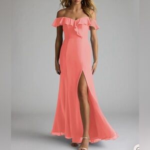 Azazie coral bridesmaid dress